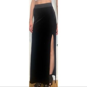 Black velour maxi skirt